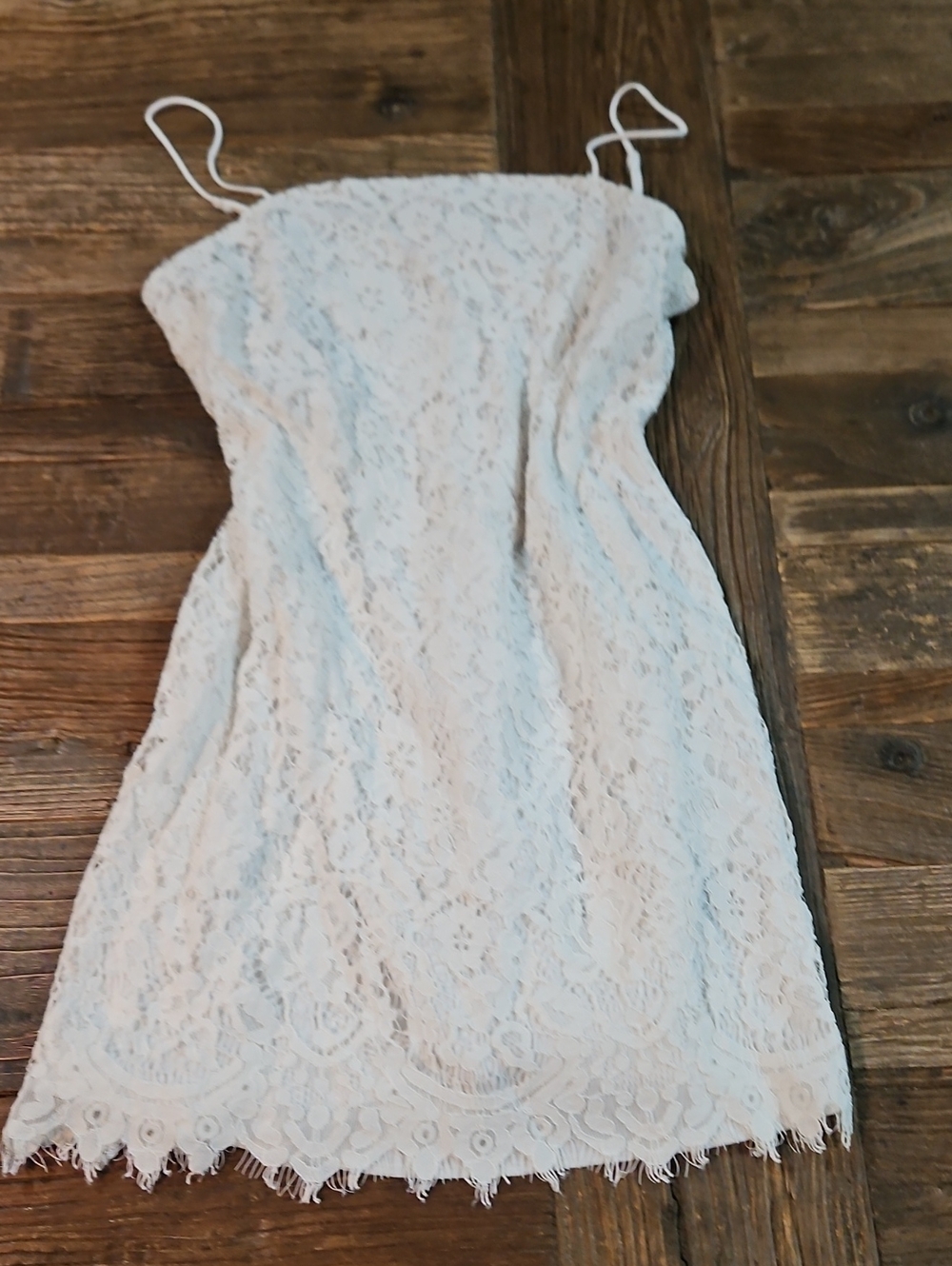 Trixxi White Lace Spaghetti-Strap Mini Dress